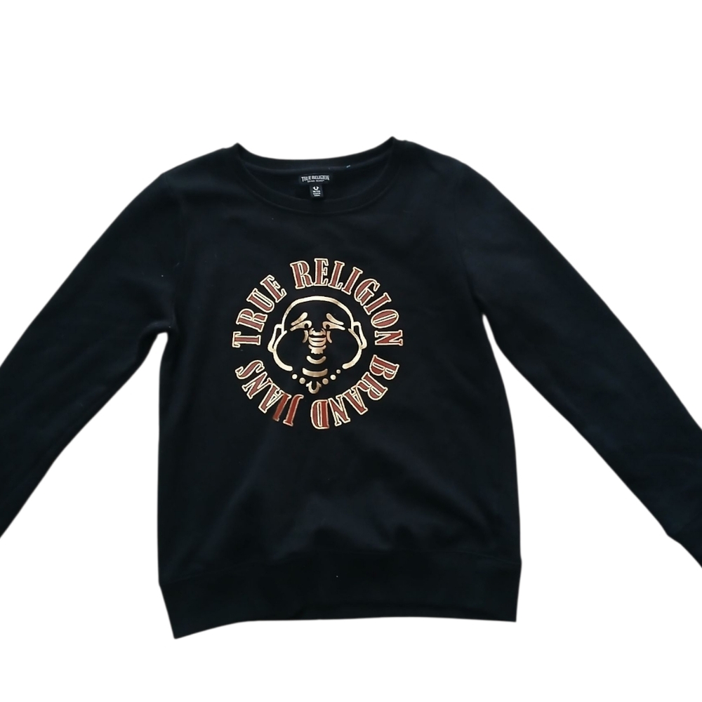 True Religion Blacl Crewneck Lpgo Promt Sweatshirt Size XL